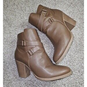 Serra Size 9 Ankle Boots Brown chunky heel Women's Winter Casual booties EUC